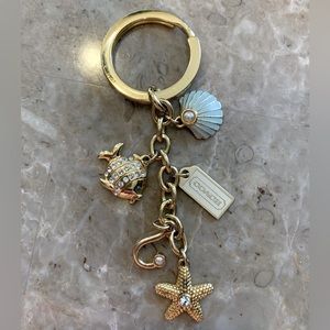 Coach New Sea-life Fish Seashell Gold Keychain Bag Charm New Coastal Nautical